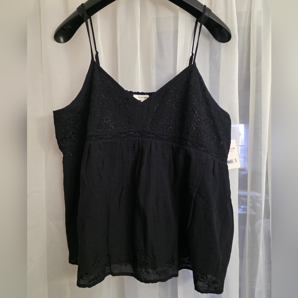 Lucky Brand Black Tiered Asymmetrical Camisole
